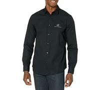 Armani Exchange A|x Abito Camicia A Maniche Lunghe con Bottoni Uomo, Nero, S
