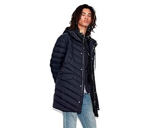 ARMANI EXCHANGE A| x Long Drawstring Quilted Milano/New York Logo Zip-up Nylon Jacket Piumino Lungo da Donna Uomo