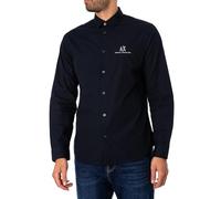 Armani Exchange A| x Long Sleeve Icon Logo Button Shirt Camicia, Deep Navy, XL Uomo