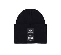 Armani Exchange A|X Unisex Wool Cotton 1991 Heritage, Beanie Hat, Black One Size