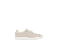 Armani Exchange A|X Women's Beat, Bovine Leather, Suede, Laminated And Logoed Back Tab, Sneaker, Script + Pale Gold, 37
