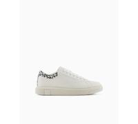 Armani Exchange ActionLeather,sidelogo,Laceup - Scarpe da Ginnastica Uomo, off White+Black,