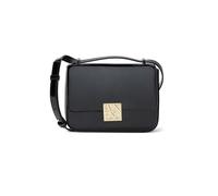 Armani Exchange Amy, Sustainable, Gold Logo Plate, Borsa a Tracolla Donna, Nero, Taglia Unica