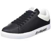 Armani Exchange Armani Lettering, Back Color Insert, Lace Up, Scarpe da Ginnastica Uomo, Nero Bianco, 41.5 EU