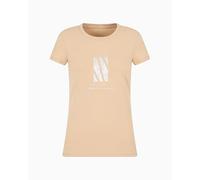 Armani Exchange Arte Sella, Foil Monogram Logo T-Shirt, Legno/Grano, XS Donna