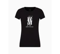 Armani Exchange Arte Sella, Foil Monogram Logo T-Shirt, Nero, XS Donna