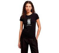 Armani Exchange Arte Sella, Foil Monogram Logo T-Shirt, Nero, XS Donna