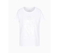 Armani Exchange Arte Sella, Macro Foil Logo T-Shirt, Bianco Ottico, S Donna