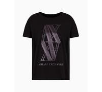 Armani Exchange Arte Sella, Macro Foil Logo T-Shirt, Nero, XS Donna