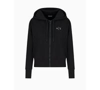 Armani Exchange Arte Sella, Shiny Logo Felpa con Cappuccio, Nero, XS Donna