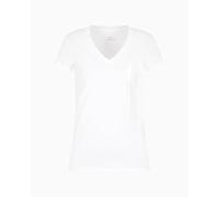Armani Exchange Arte Sella, V Neck, Tonal Logo Lettering T-Shirt, Bianco Ottico, XS Donna