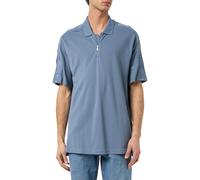 Armani Exchange AX Stacked Logo Cotton Piquet Zip Up Polo, Pietra focaia, M Uomo