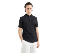 Armani Exchange AX Stacked Logo Garment Dyed Cotton Piquet Polo, Nero, S Uomo