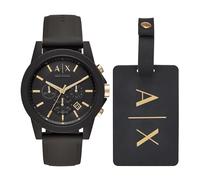 Armani Exchange AX7105 - Orologio da uomo in silicone nero con etichetta bagagli
