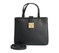 Armani Exchange Amy, Sustainable, Gold Logo Plate, Borsa Tote M Donna, Nero, Taglia Unica