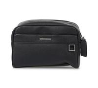 Armani Exchange - Beauty uomo nero in ecopelle con scomparto centrale doppia zip