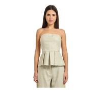 Armani Exchange, ,Blouses & Shirts ,Donna ,Beige ,S Top svasato con pieghe in twill di lino