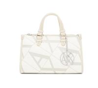 Armani Exchange Borsa a mano panna e beige da donna con monogram logo e charm UNI