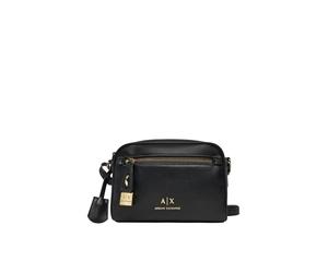 Armani Exchange Borsa a tracolla nera da donna con logo e lucchetto UNI