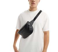 Armani Exchange - Borsello a tracolla in pelle sintetica martellata nera con logo-Nero No Size