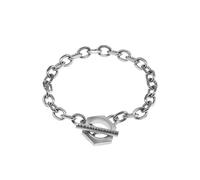 Armani Exchange Bracciale da uomo in acciaio inossidabile con chiusura a cerchio, Argento Moneta