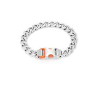 Armani Exchange Bracciale da uomo in acciaio inossidabile con chiusura a fibbia, Tono argento