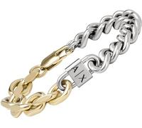 Armani Exchange Bracciale da uomo in acciaio inossidabile con chiusura a moschettone, Argento e oro