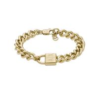 Armani Exchange Bracciale da uomo in acciaio inossidabile con chiusura a moschettone, Oro metallizzato