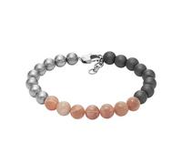 Armani Exchange Bracciale da uomo in perline di ematite arancione, AXG0128040, Beige e grigio, lunghezza 195MM, larghezza: 8MM