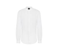ARMANI EXCHANGE Camicia Collo alla Coreana, abbottonatura Centrale con Bottoni, Orlo Arrotondato, Regular Fit, Colore Bianco Ottico Bianco Bianco Ottico