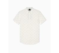 Armani Exchange Camicia da uomo a maniche corte in popeline slim button down, Micro blu scuro, XS