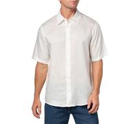 Armani Exchange Camicia da uomo a maniche corte oversize Lyocell con tasca, bianco sporco, L