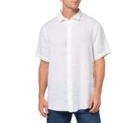 Armani Exchange Camicia da Uomo a Maniche Corte Regular Fit, in Lino, Bianca, S, Bianco, S