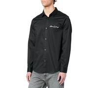 Armani Exchange Camicia da Uomo a Maniche Lunghe, vestibilità Regolare, con Logo, Nero, M