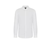 Armani Exchange Camicia da Uomo in Popeline Elasticizzato con Bottoni, Bianco, XS