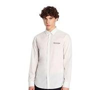 Armani Exchange Camicia da Uomo sostenibile, con Stampa e vestibilità Regolare, Bianco, M