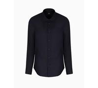 Armani Exchange Essential, Emboridered Tonal Logo Camicia, Blu Scuro, L Uomo
