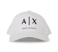 Armani Exchange - Cappello bianco in cotone con visiera e logo a contrasto ricam
