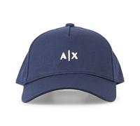 Armani Exchange - Cappello blu in cotone con visiera e ricamo logo sul fronte pe