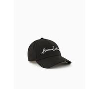 Armani Exchange Cappello da baseball da uomo Logo Script, Nero/Bianco ottico, Taglia unica