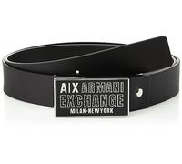 Armani Exchange Casual Bonded Leather, Logo Buckle Belt, Black, One Size, Nero, Taglia unica