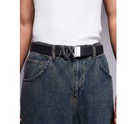 Armani Exchange - Cintura blu navy e crema con logo double-face W36