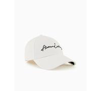Armani Exchange, Cintura da Uomo in Pelle con Logo Argento, Colore Bianco Ottico/Blu Scuro, Taglia Unica