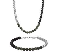 ARMANI EXCHANGE Collana e Bracciale da Uomo in Acciaio Inossidabile Argento, Set