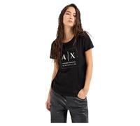 Armani Exchange Cotton, Boyfriend Fit, Black Edition T-Shirt, Nero, XXL Donna