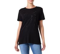 Armani Exchange Cotton, Regular Fit, con Logo Stampato T-Shirt, Nero, L Donna