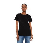 Armani Exchange Cotton, Regular Fit, con Logo Stampato T-Shirt, Nero, M Donna