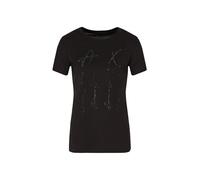 Armani Exchange Cotton, Regular Fit, Studded Logo Print T-Shirt, Nero, XS Donna