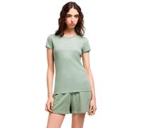 Armani Exchange Crewneck Slim Fit Rhinestone A|x Logo Tee T-Shirt, Salvia, XL Donna