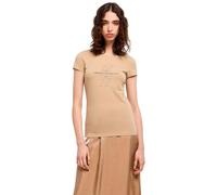 Armani Exchange Crewneck Slim Fit Rhinestone Monogram Logo Tee T-Shirt, Incenso, XL Donna